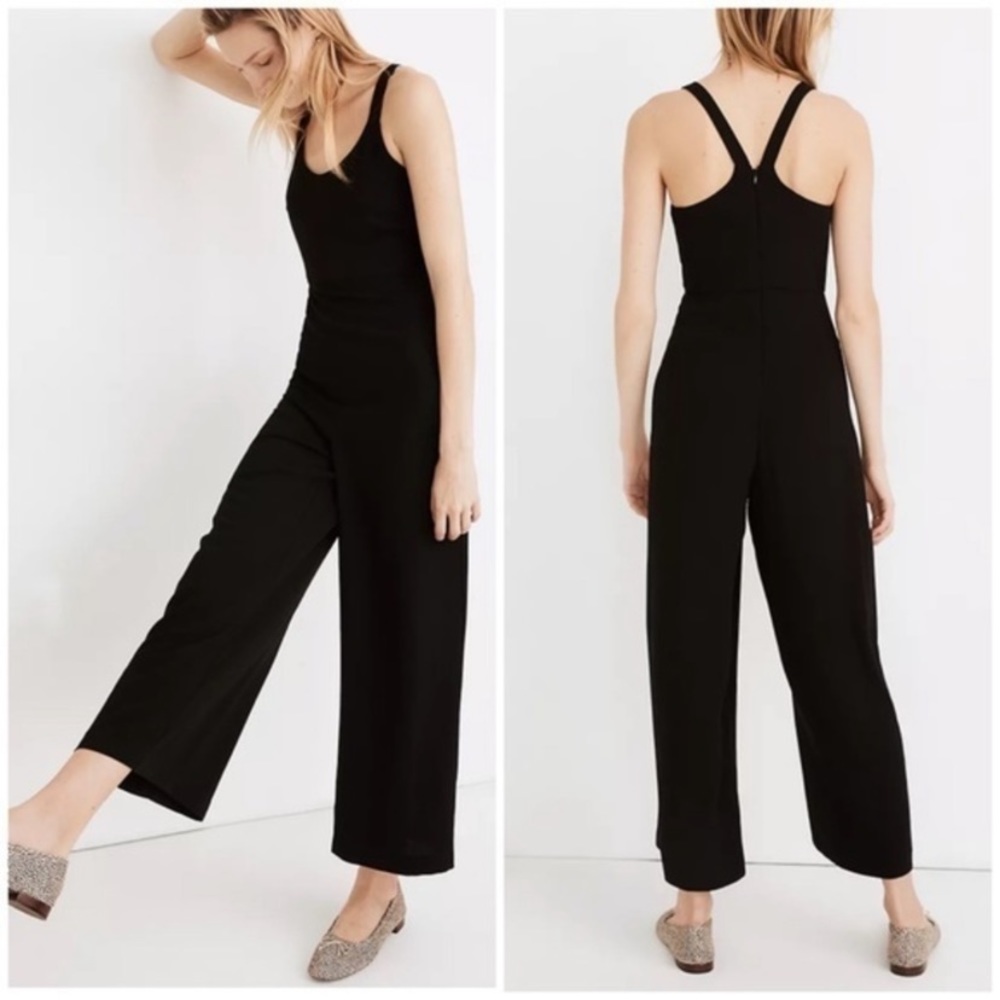 New Madewell Scoopneck Black Wide-Leg Jumpsuit Size 12